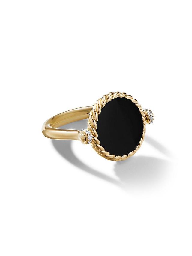 Womens DY Elements Swivel Ring in 18K Yellow Gold with Black Onyx Reversible to Mother of Pearl and Pav Diamonds Product Image