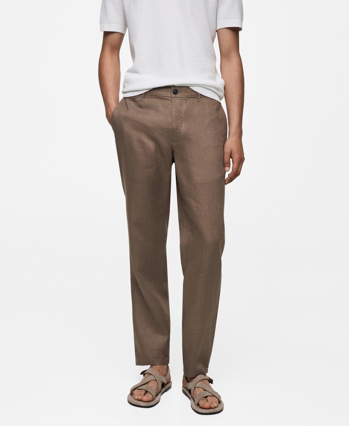 MANGO MAN - Slim-fit 100% linen pants medium brownMen Product Image