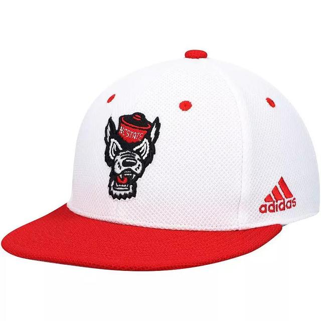 Mens adidas White/Red NC State Wolfpack On-Field Baseball Fitted Hat Product Image