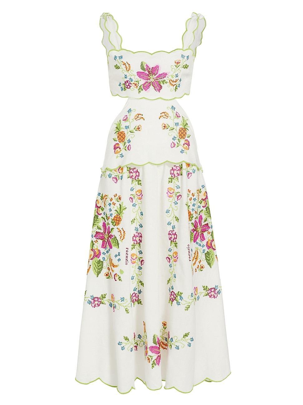 Off-White Tropical Romance Maxi Dress, TROPICAL ROMANCE WHITE / L Product Image