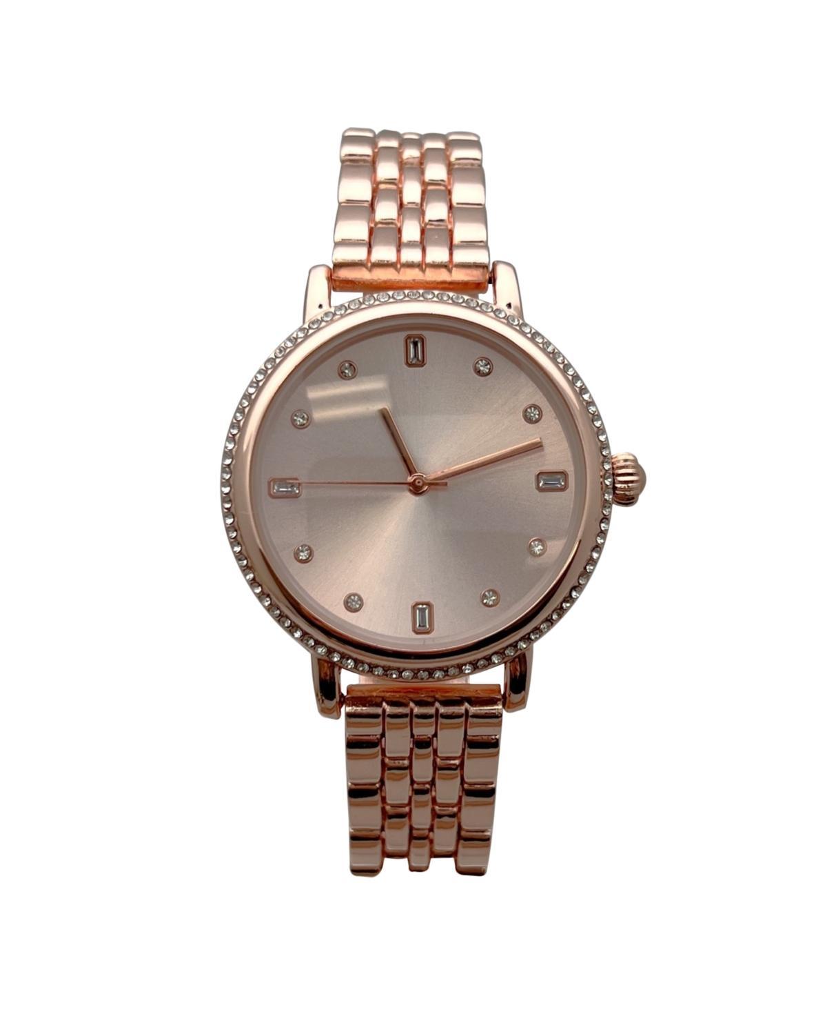 Olivia Pratt Gold Elegant Everyday Rhinestones Bezel Women Watch - Rose gold Product Image