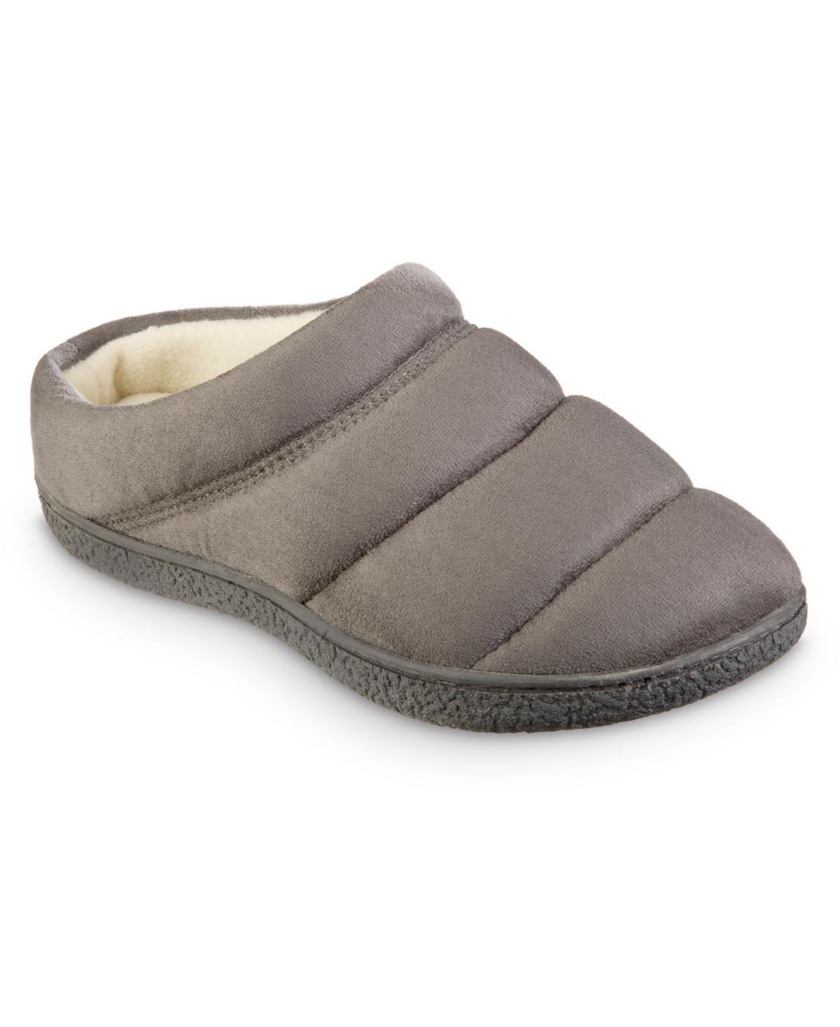 isotoner Memory Foam Microsuede Puffer Comfort Hoodback Womens Slippers Grey Product Image