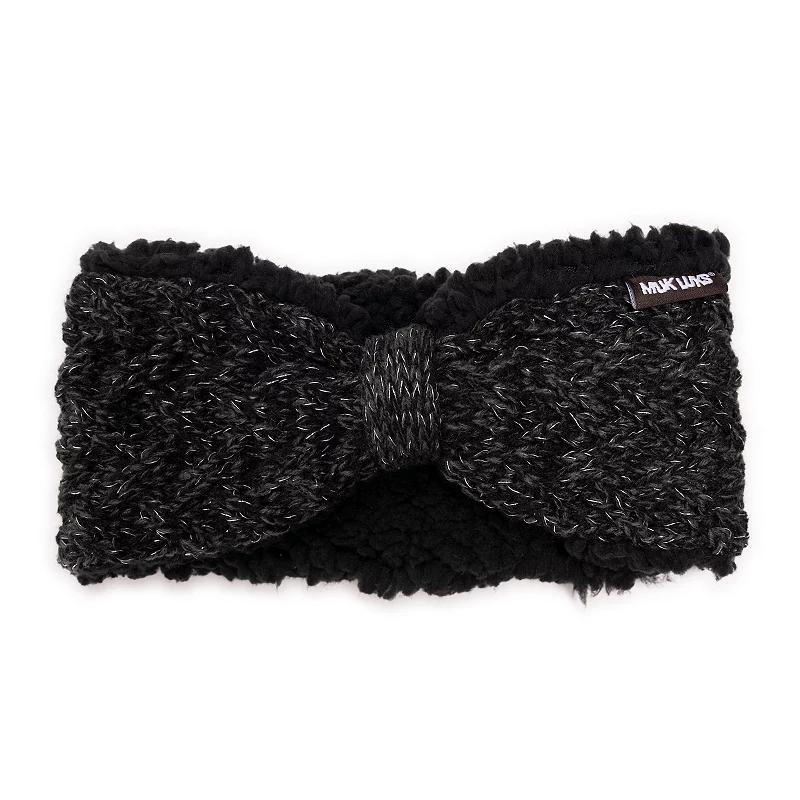 Womens MUK LUKS Butterfly Cable Headband, Ebony Dk Gray Grey Product Image