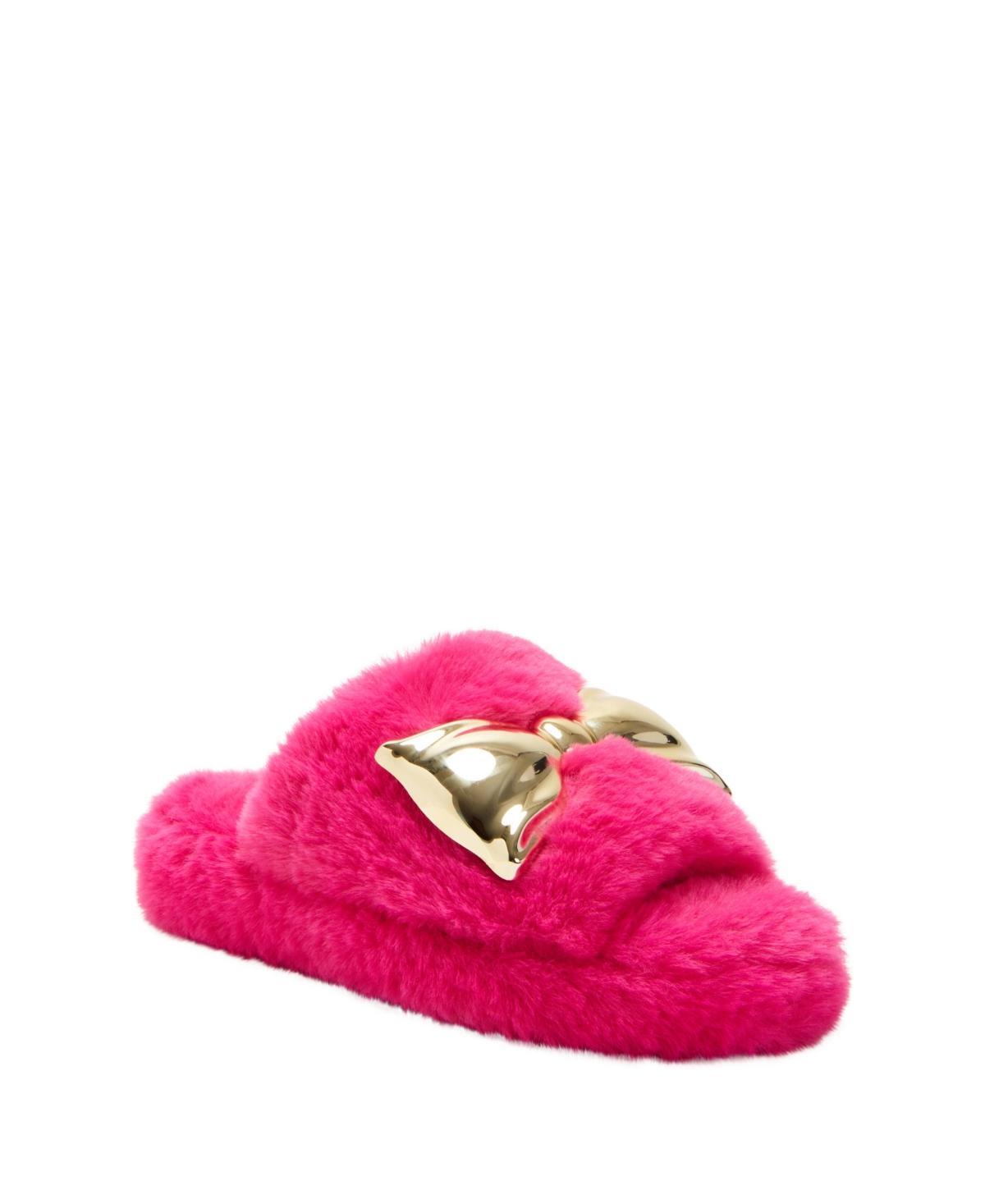 Katy Perry Womens The Fuzzy Bow Slip-On Slides Product Image