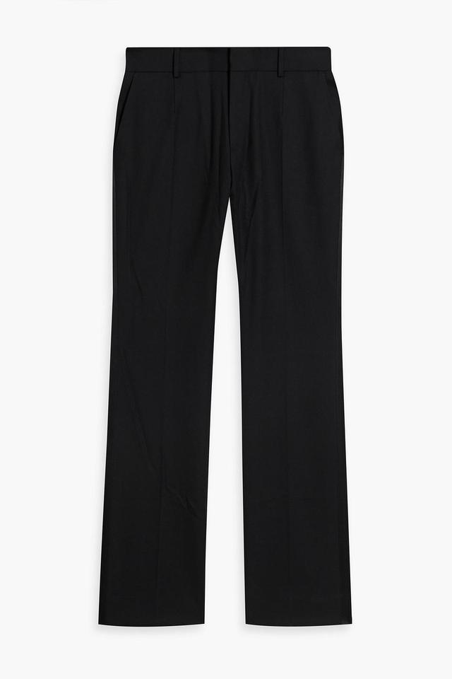 Satin-trimmed Wool-blend Twill Pants In Black Product Image