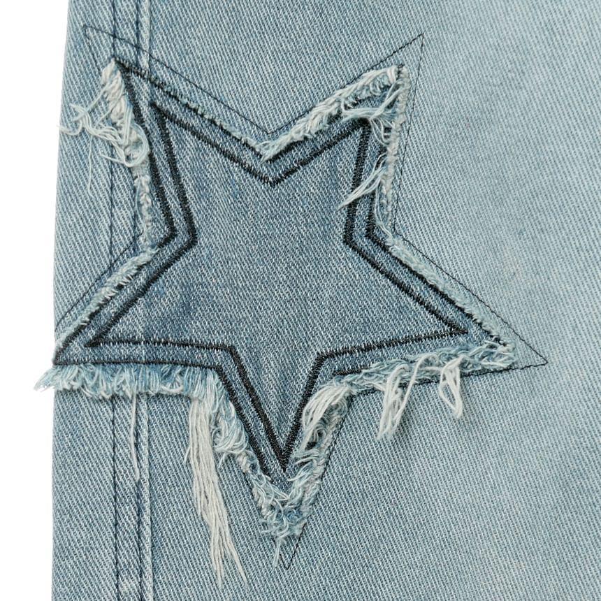 Star Embroidered Straight Leg Jeans Product Image