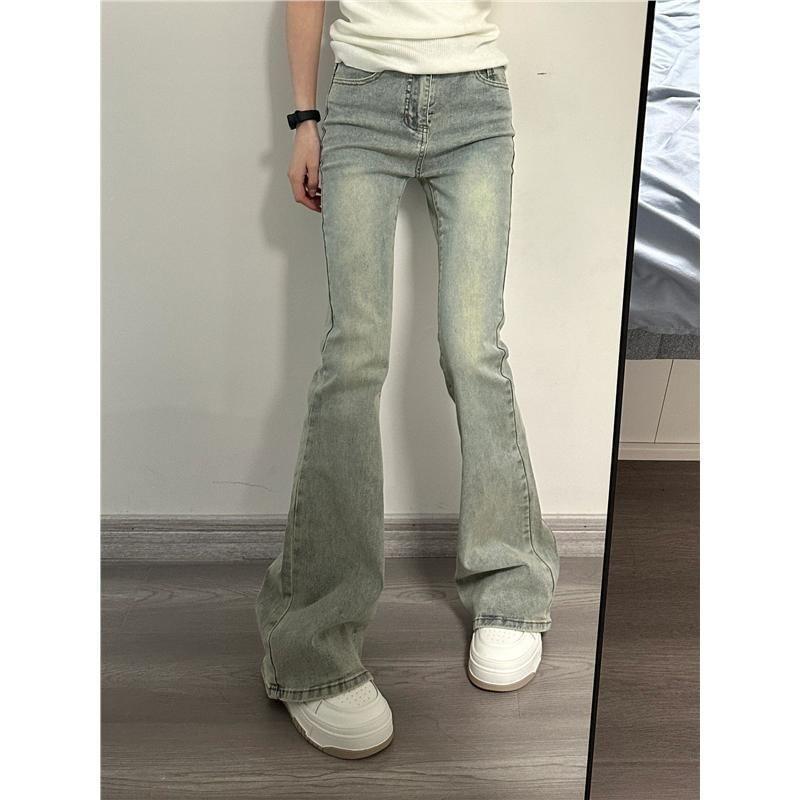 High Waist Washed Flared Jeans Product Image