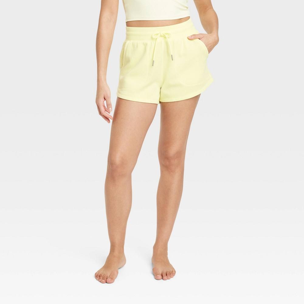 Womens Fleece High-Rise Shorts 3.5 - All In Motion Light Yellow Product Image