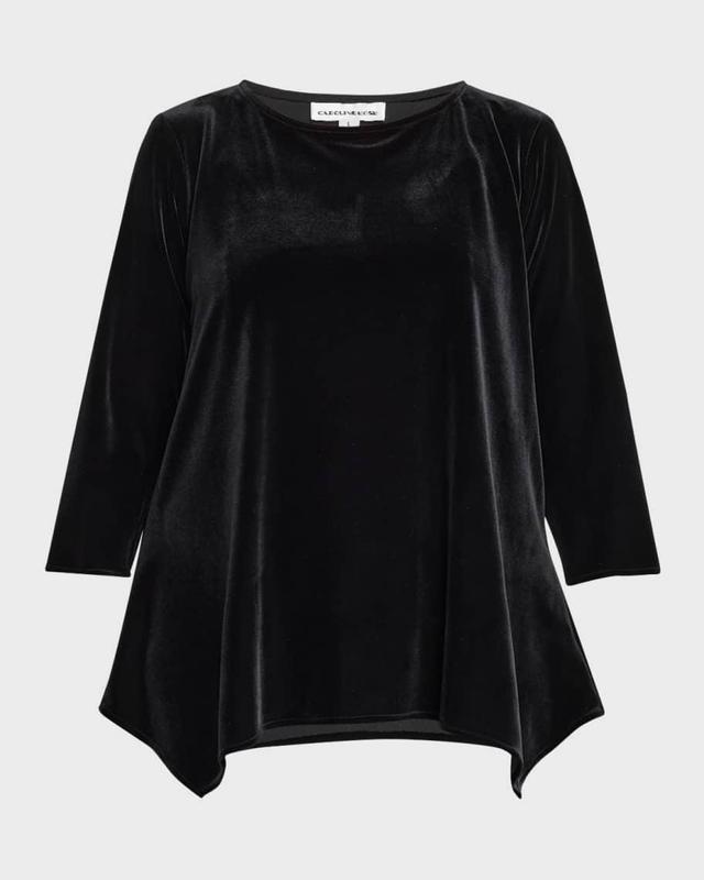 Plus Size Handkerchief Stretch Velvet Top Product Image