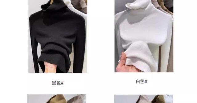 Long-Sleeve Turtleneck Plain Knit Top Product Image