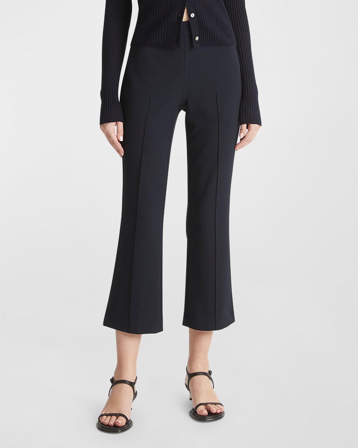 Vince Pintuck Crop Flare Cotton Blend Pants Product Image