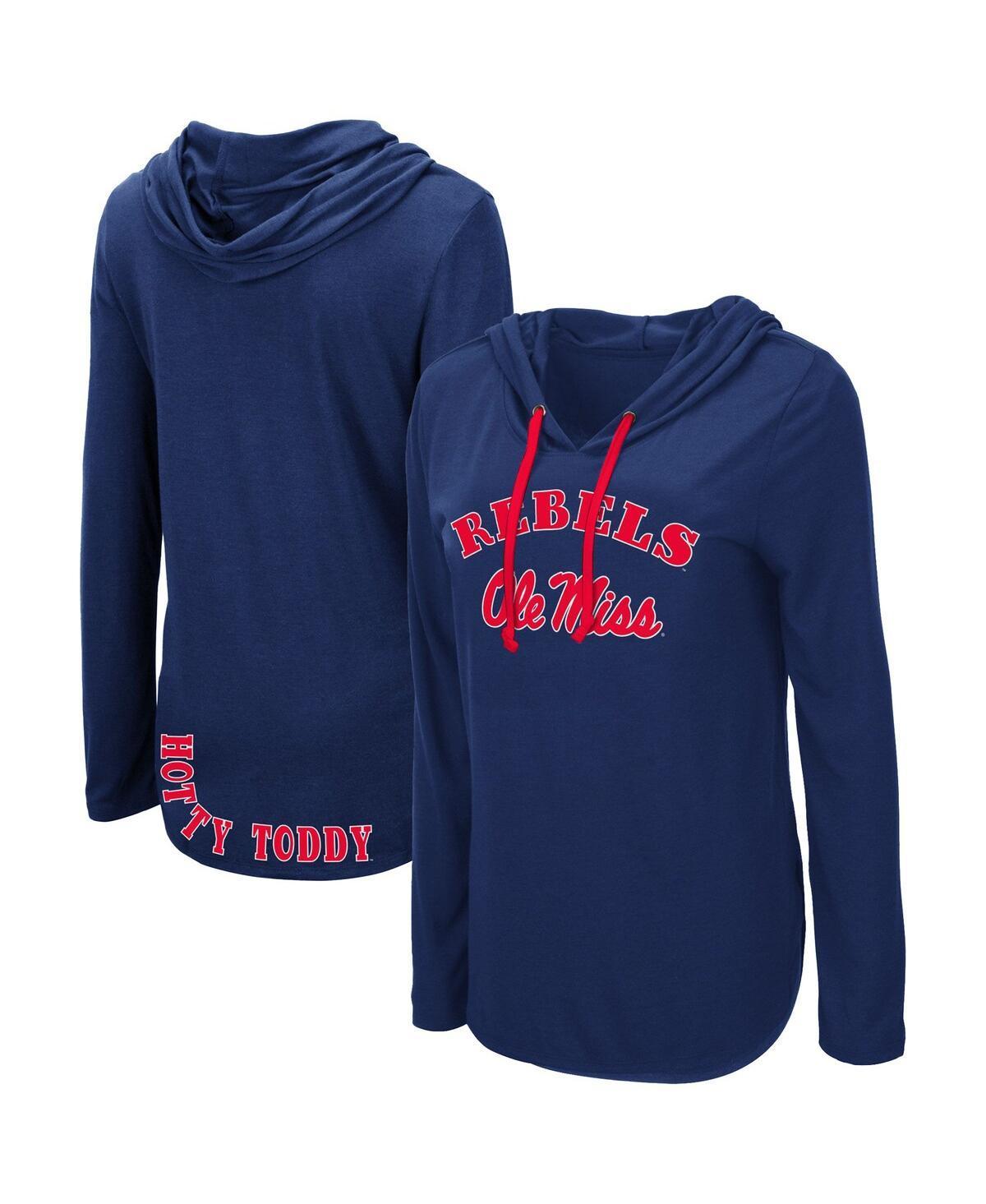 Womens Colosseum Ole Miss Rebels My Lover Lightweight Hooded Long Sleeve T-Shirt Blue Product Image