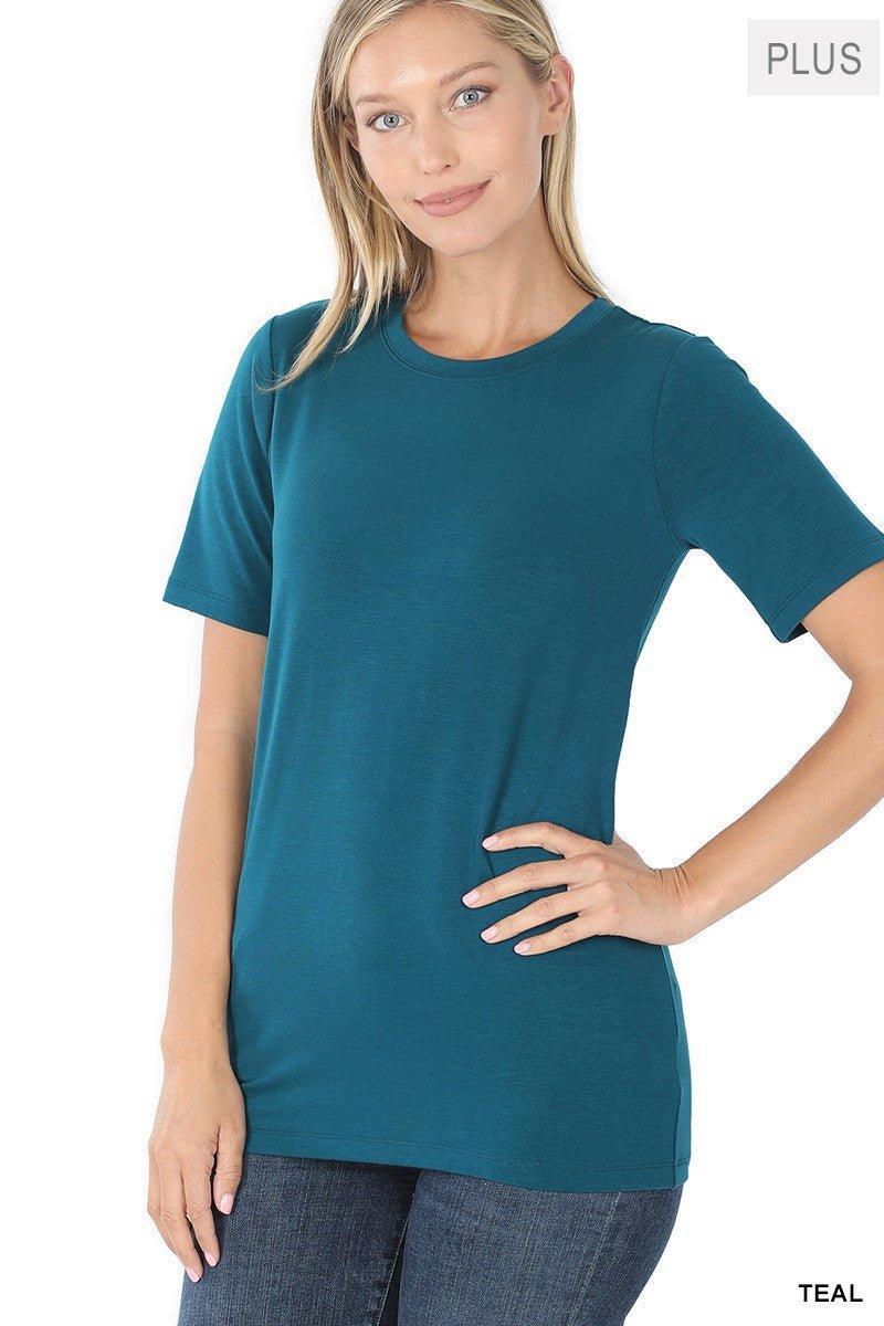 Plus Short Sleeve Round Neck Tee- soft Product Image