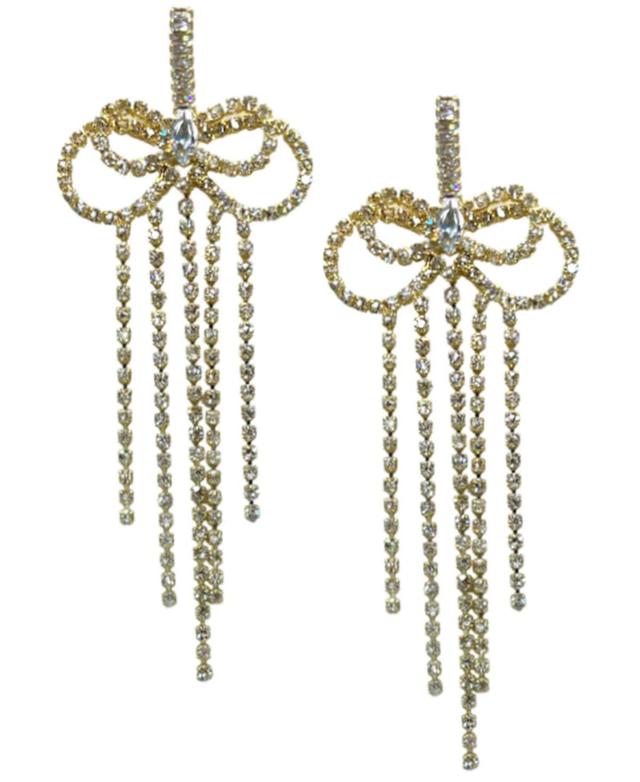 Accessory Concierge Womens Crystal Ribbon Drop Earrings Product Image