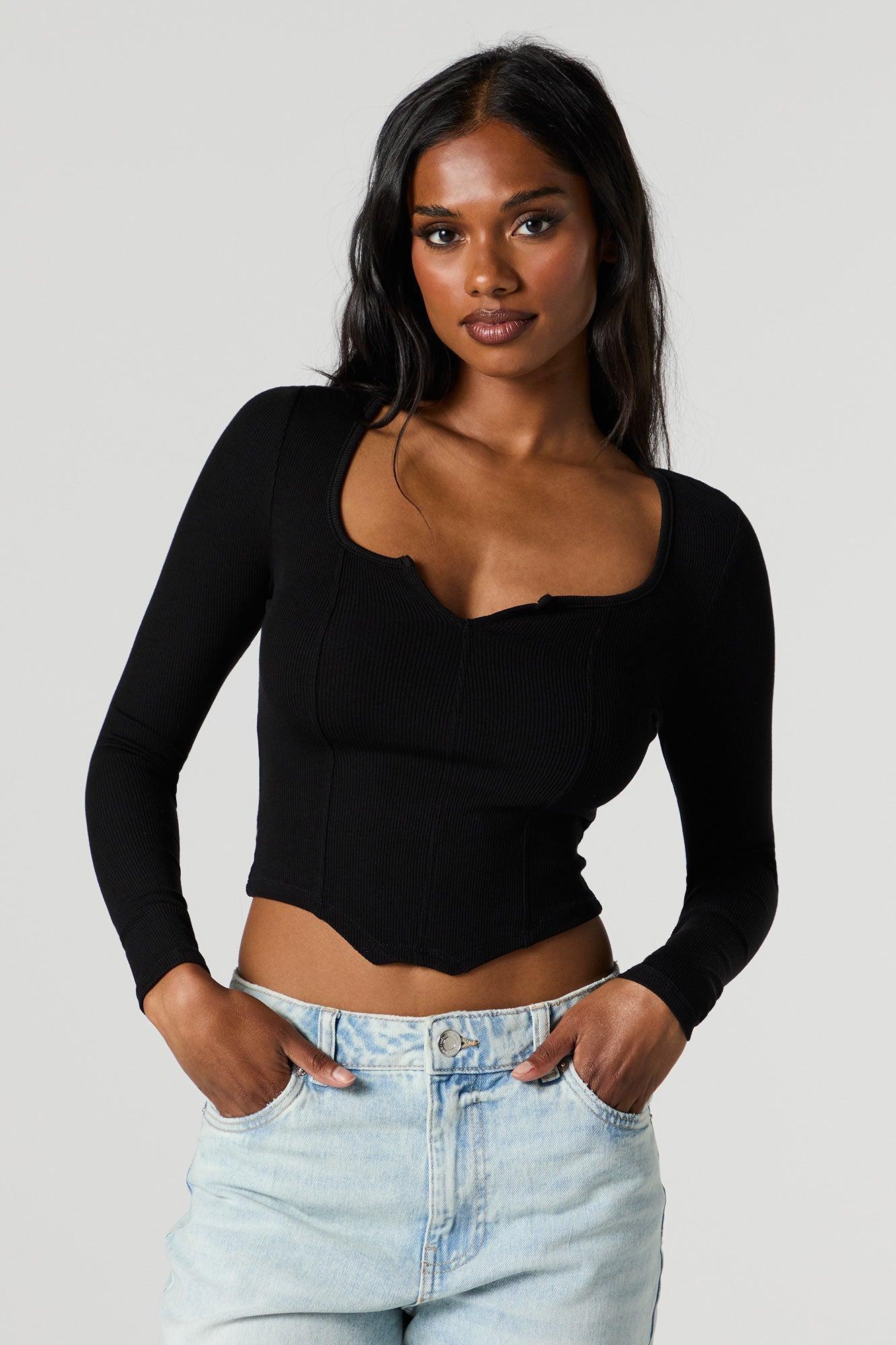 Ribbed Corset Long Sleeve Top Female Product Image