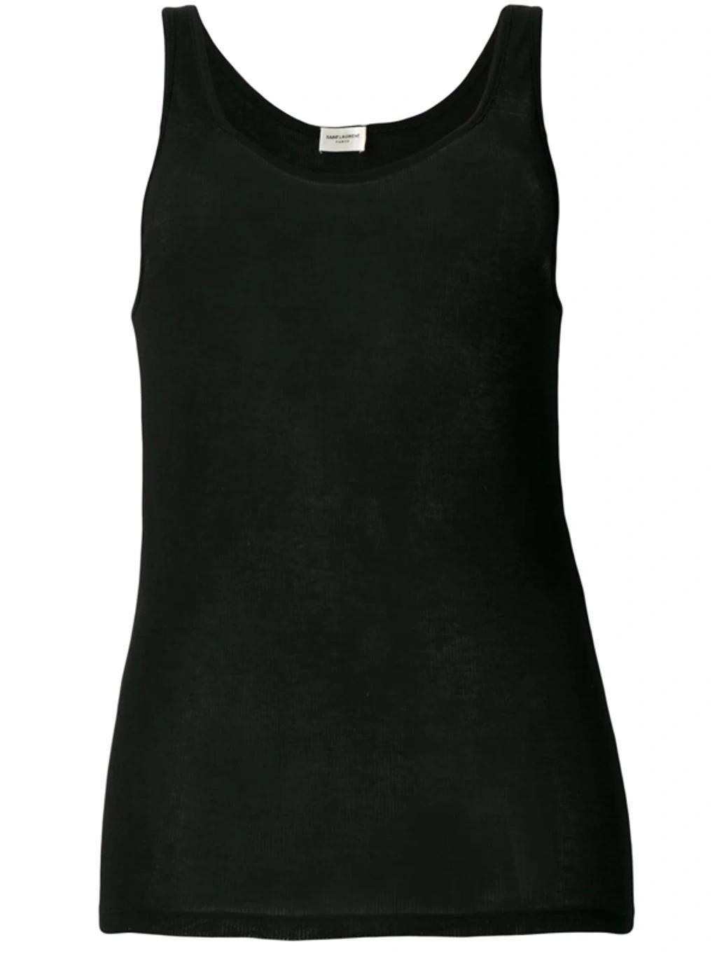 SAINT LAURENT Ribbed Modal And Cotton-blend Jersey Tank In Black Product Image