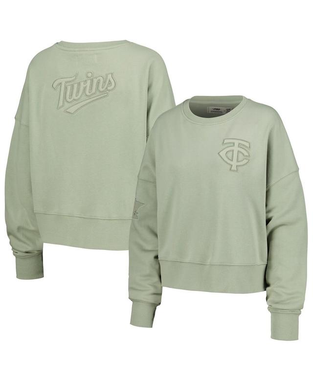 Pro Standard Womens Green Minnesota Twins Neutral Oversized Boxy Cropped Pullover Sweatshirt Product Image