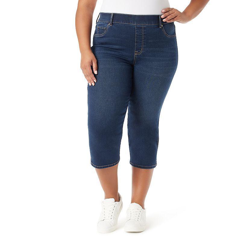 Plus Size Gloria Vanderbilt Shape Effect Capri Pants, Womens Grey Product Image