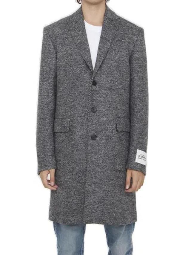 Men's Single-breasted Wool Coat In Grey Product Image