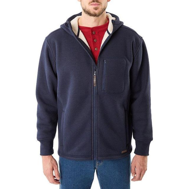 Big & Tall Smiths Workwear Sherpa-Lined Thermal Full-Zip Hooded Shacket, Mens Heather Red Product Image