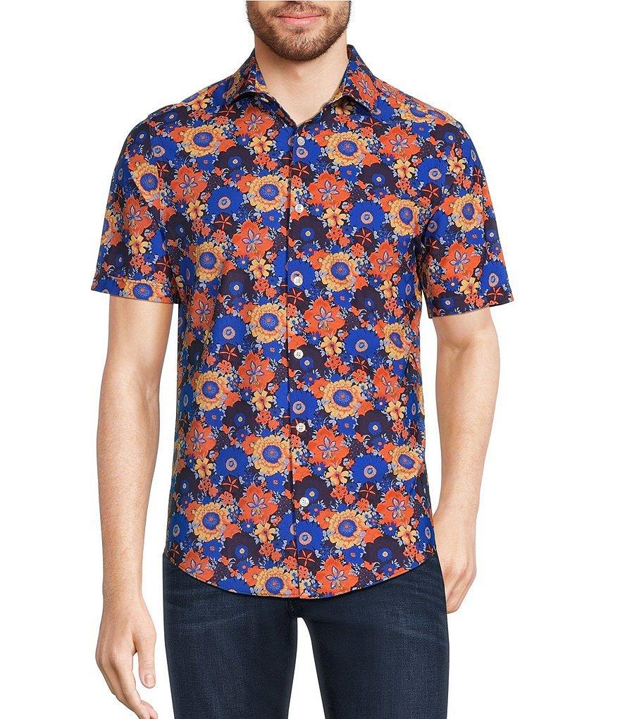 Murano Collezione Canclini Slim Fit Performance Stretch Floral Print Short Sleeve Woven Shirt Product Image