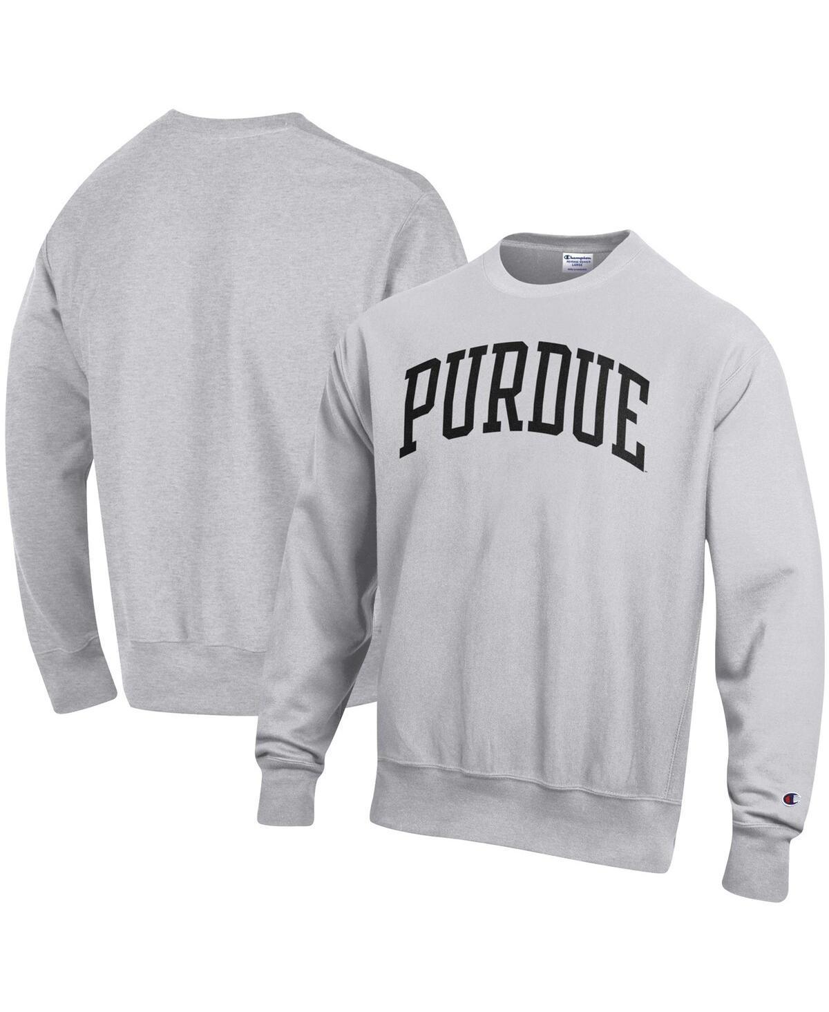 Mens Champion Heathered Gray Purdue Boilermakers Arch Reverse Weave Pullover Sweatshirt Product Image