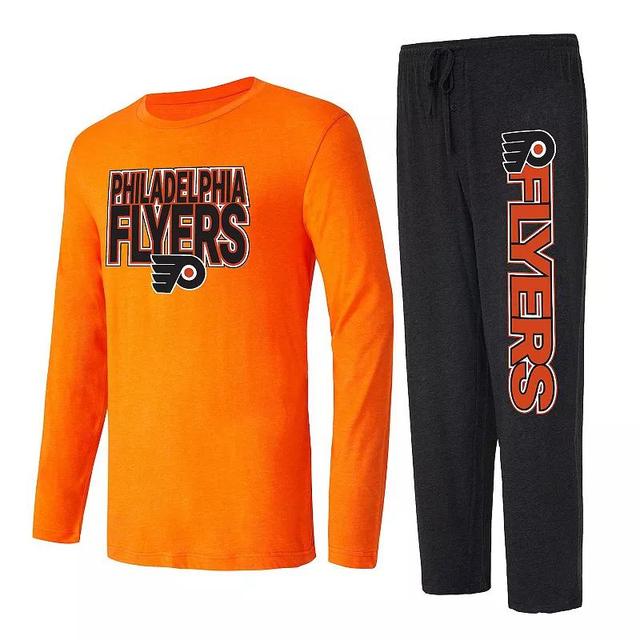 Mens Concepts Sport Black Philadelphia Flyers Meter Long Sleeve T-shirt and Pants Sleep Set - Black Product Image