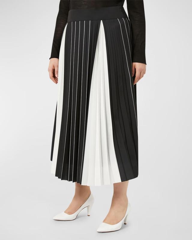 Plus Size Zina Pleated Two-Tone Midi Skirt Product Image