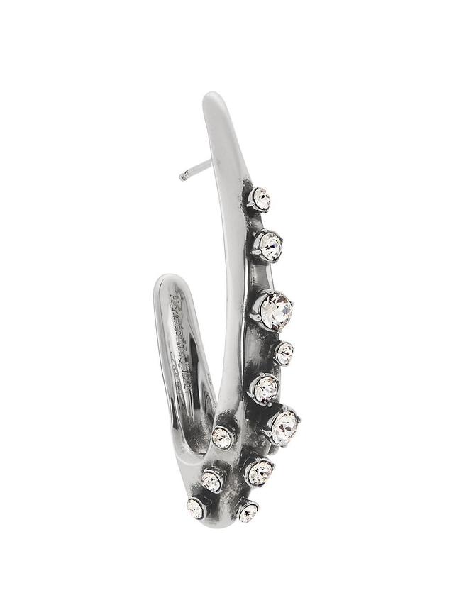 Womens Silvertone & Crystal Single-Hoop Earring Product Image