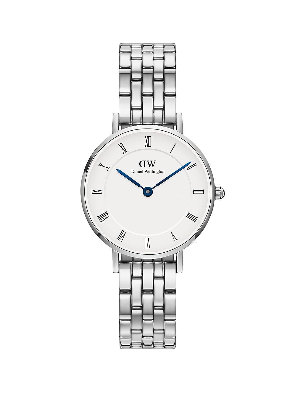 Womens Petite Roman Numerals 28MM 5-Link S White Watch Product Image