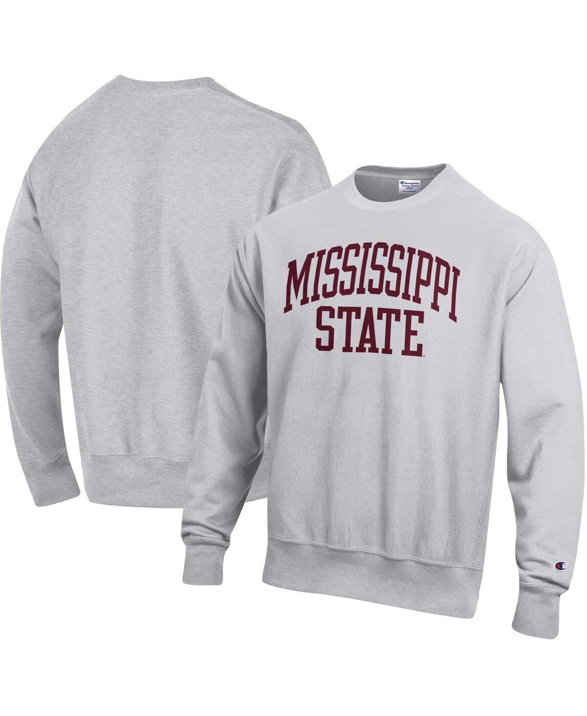 Mens Champion Heathered Gray Mississippi State Bulldogs Arch Reverse Weave Pullover Sweatshirt Product Image