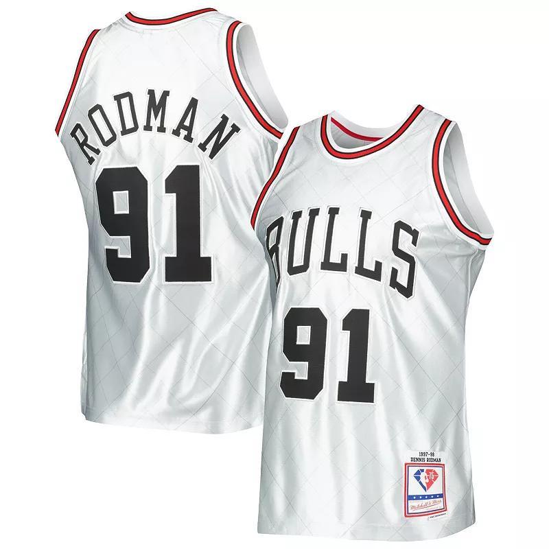 Mens Mitchell & Ness Dennis Rodman Platinum Chicago Bulls 1997-98 Hardwood Classics 75th Anniversary Swingman Jersey - Platinum Product Image