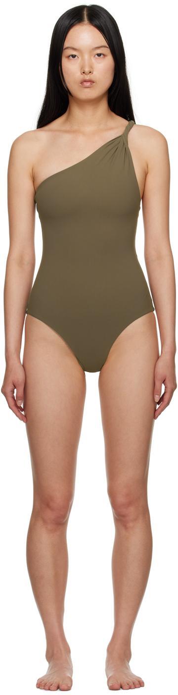 Women's Twisted One-piece Swimsuit In Faded Olive Product Image