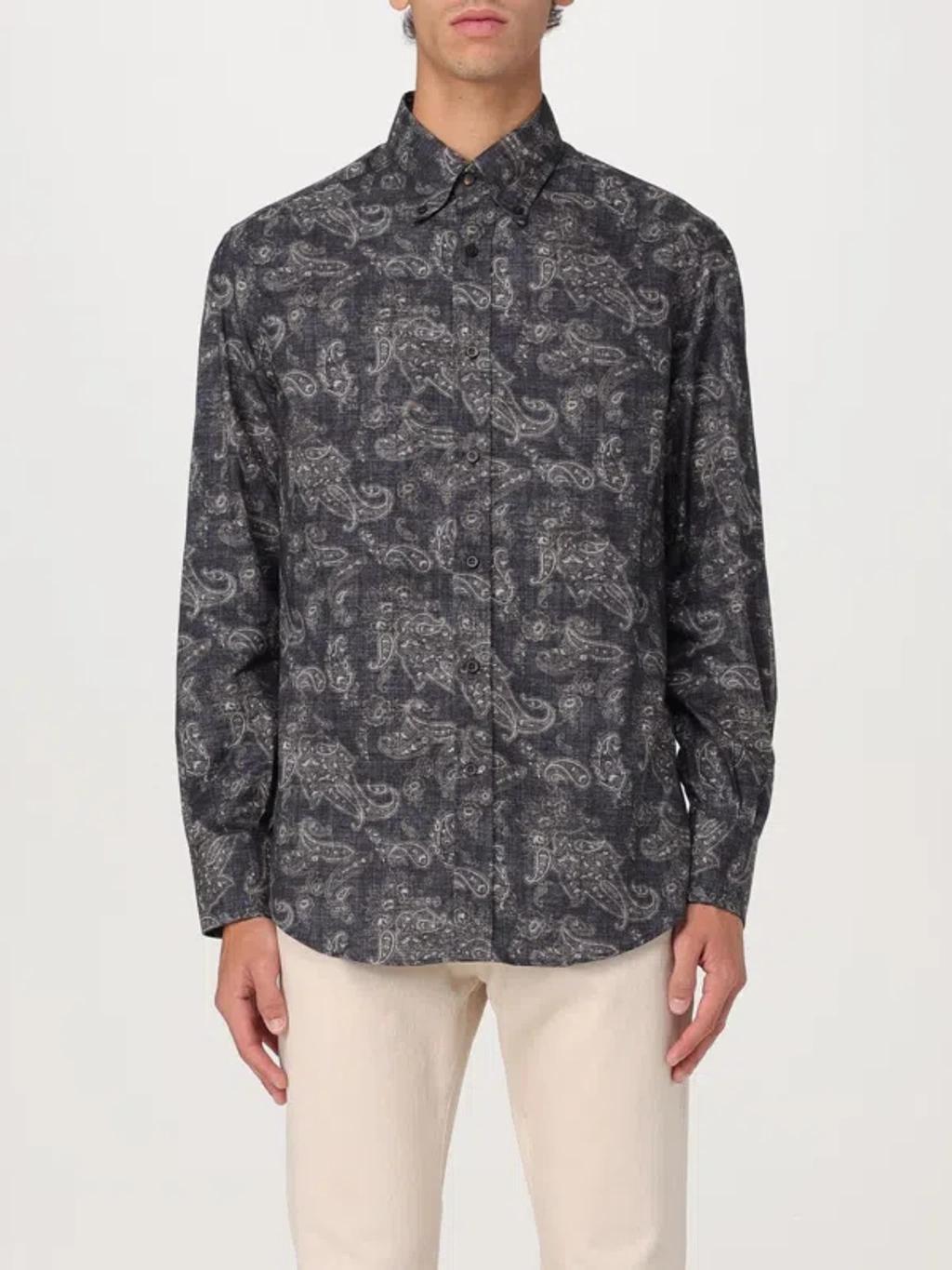 BRUNELLO CUCINELLI Paisley Shirt In Charcoal Product Image