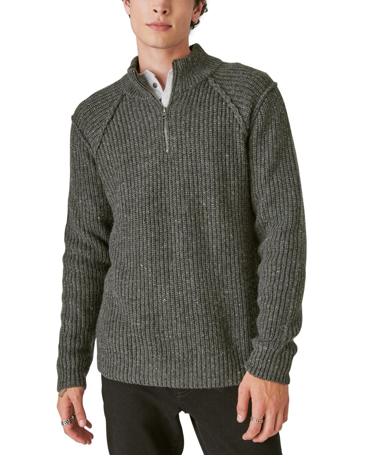 Lucky Brand Quarter Zip Tweed Sweater Product Image