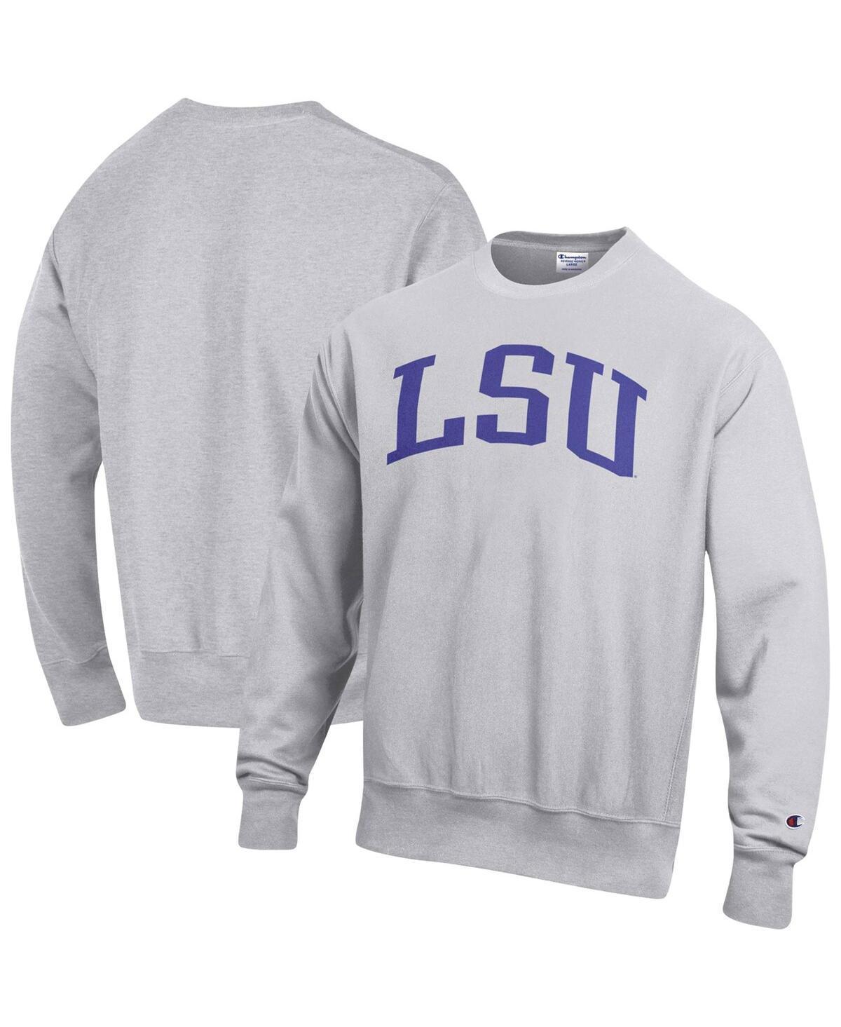 Mens Champion Heathered Gray Lsu Tigers Big and Tall Reverse Weave Fleece Crewneck Pullover Sweatshirt Product Image