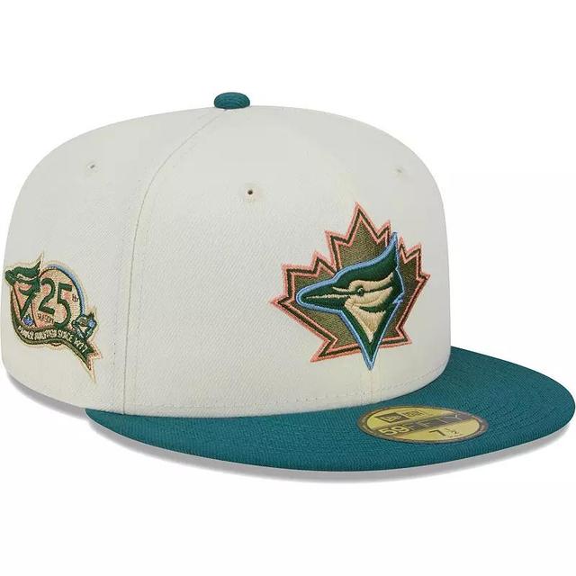 Mens New Era Cream Toronto Blue Jays Chrome Evergreen 59FIFTY Fitted Hat Product Image