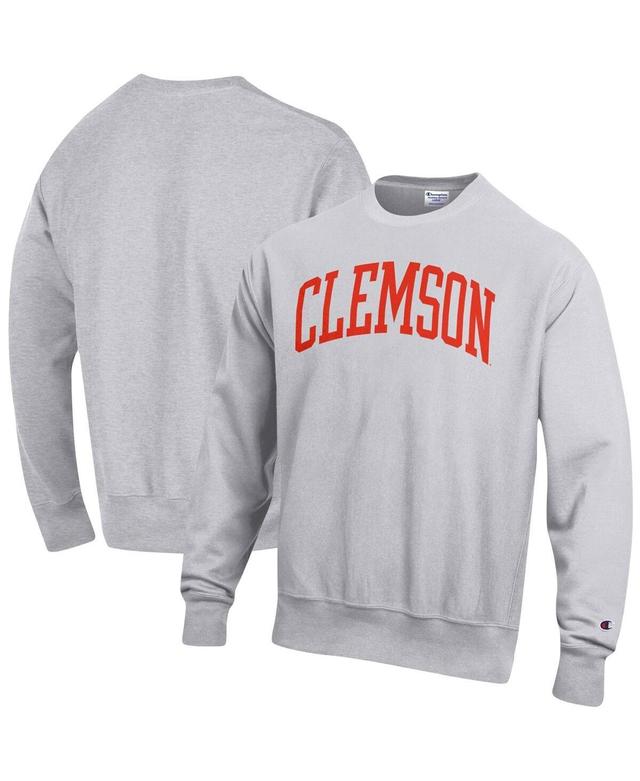 Mens Champion Heathered Gray Clemson Tigers Arch Reverse Weave Pullover Sweatshirt Product Image