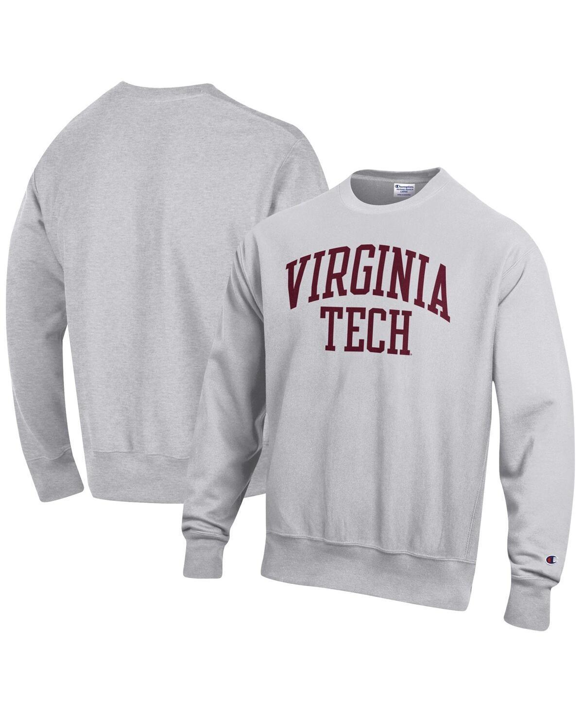 Mens Champion Heathered Gray Virginia Tech Hokies Arch Reverse Weave Pullover Sweatshirt Product Image