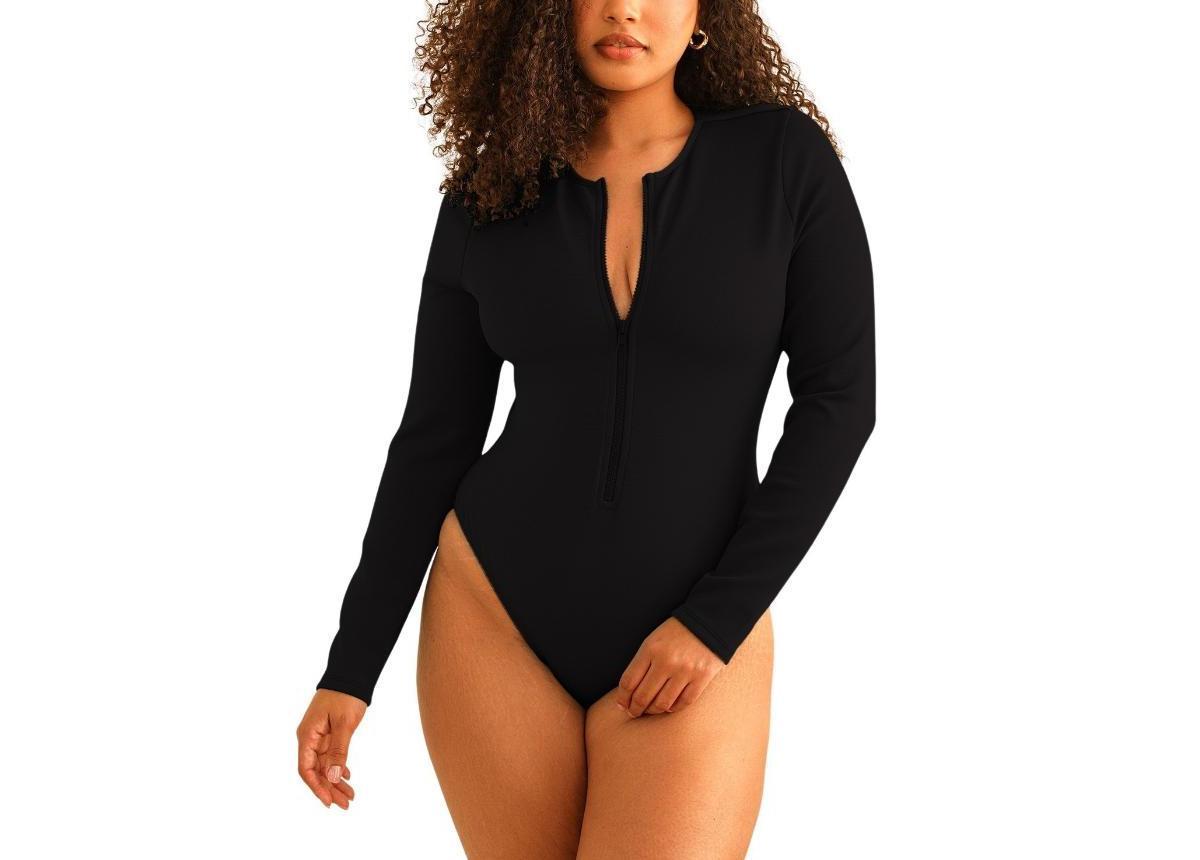 Womens Shoal Front Zipper Long Sleeve One Piece Product Image