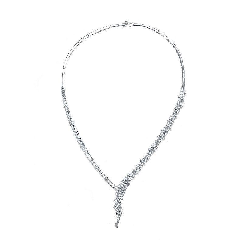 Sterling Silver Round Cubic Zirconia Cluster Necklace, Womens Product Image