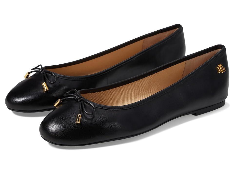 Lauren Ralph Lauren Jayna Bow Detail Leather Ballet Flats Product Image