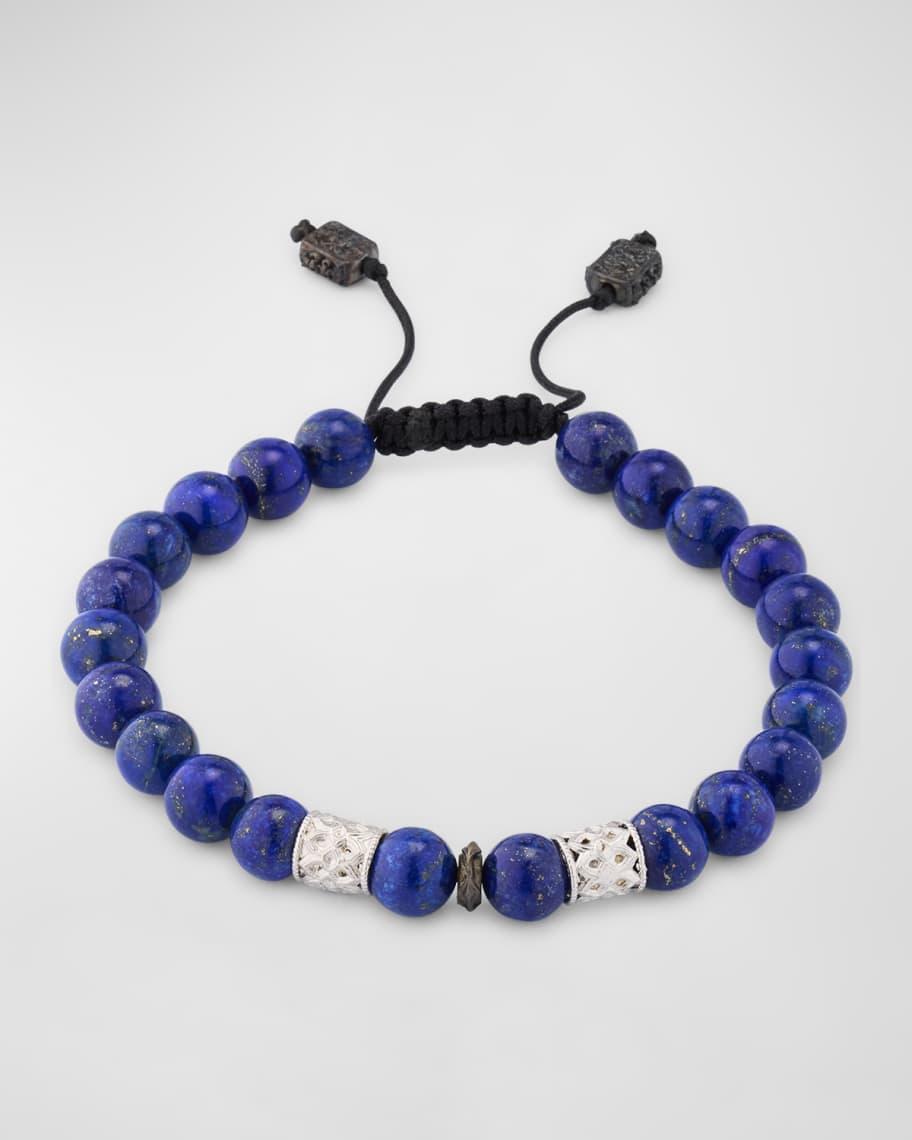 Mens Lapis Beaded Bracelet Product Image