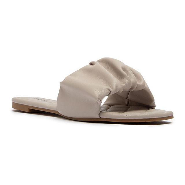 Qupid Hazy-164 Womens Ruched Slide Sandals Product Image