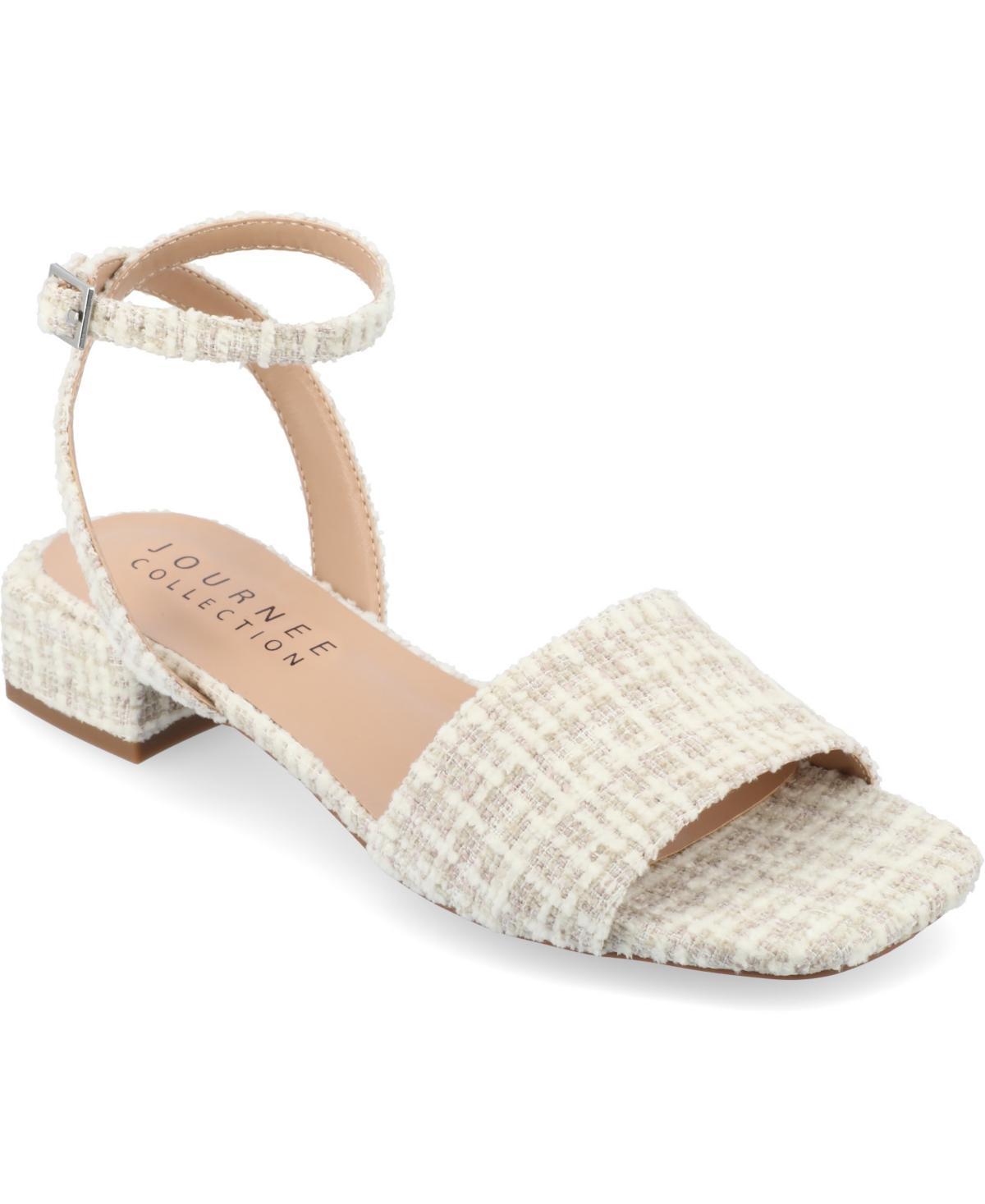 Journee Collection Adleey Womens Tru Comfort Foam Tweed Low Block Heel Sandals Product Image