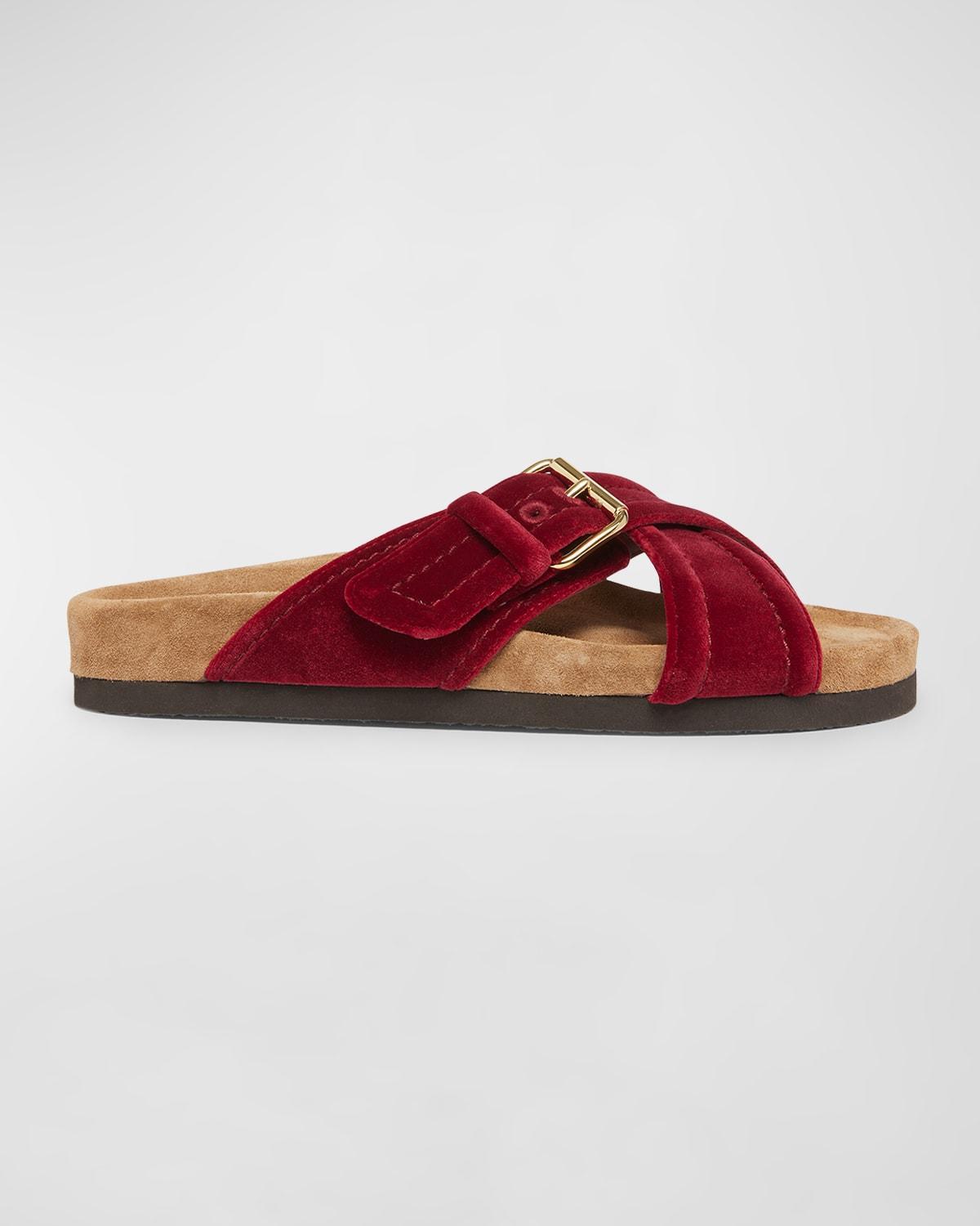 Anywhere Crisscross Buckle Slide Sandals In Red Product Image