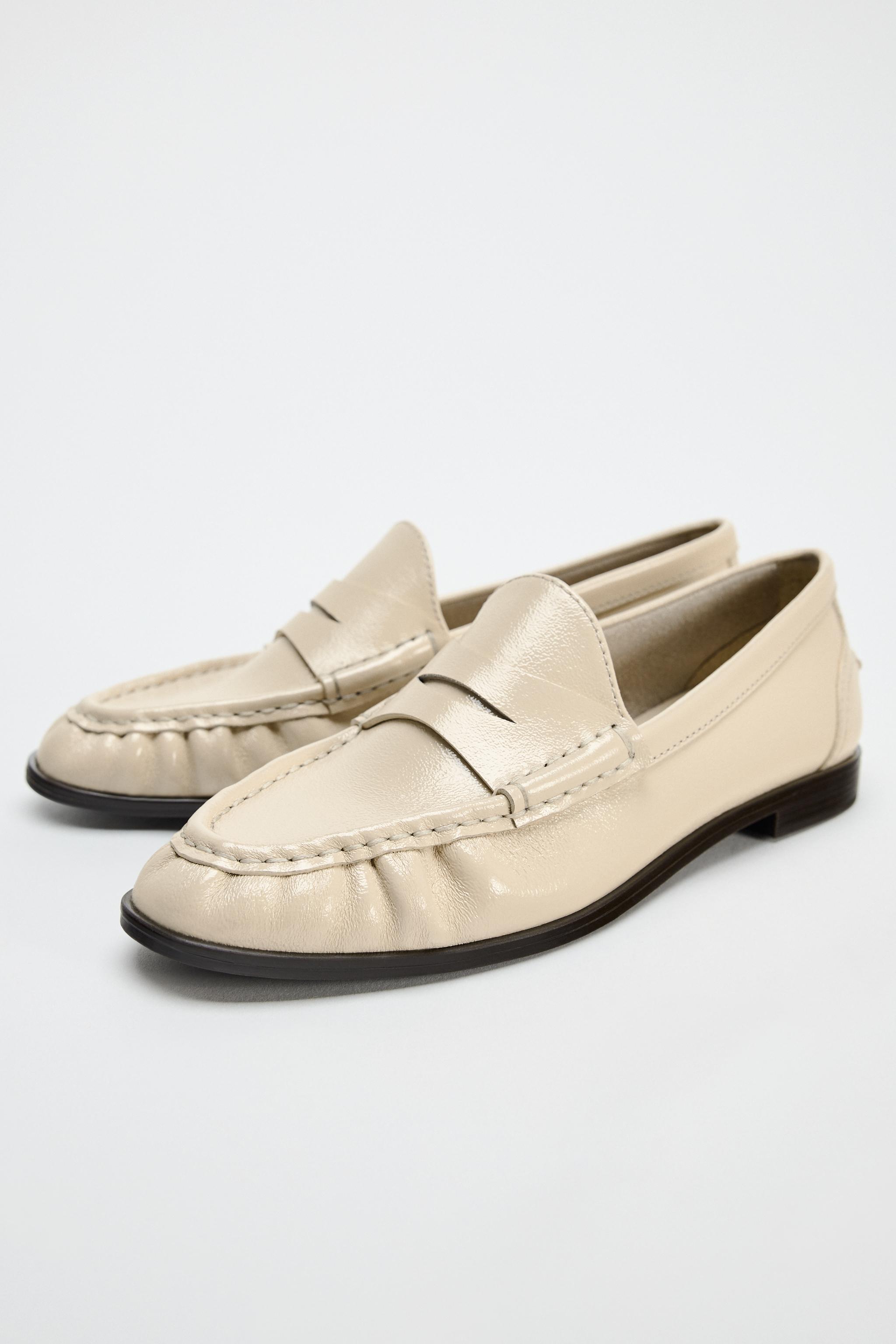 RUCHED LEATHER LOAFERS Product Image