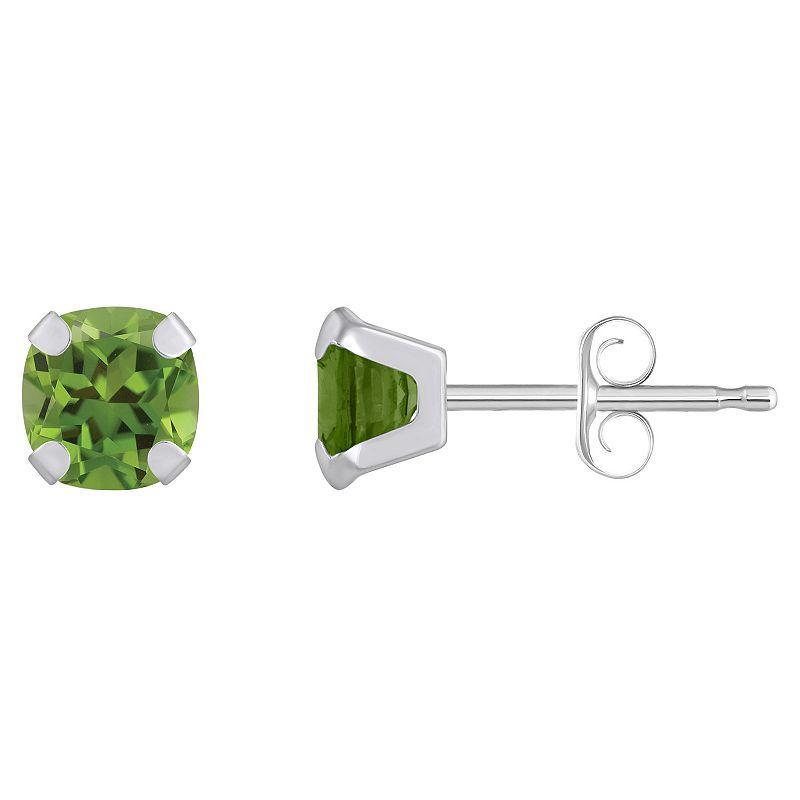 Celebration Gems 10k Gold Cushion Peridot Stud Earrings, Womens, White Product Image