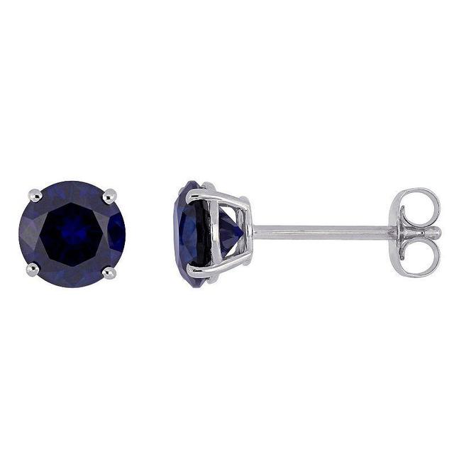 Stella Grace 10k White Gold Lab-Created Sapphire Stud Earrings, Womens Product Image