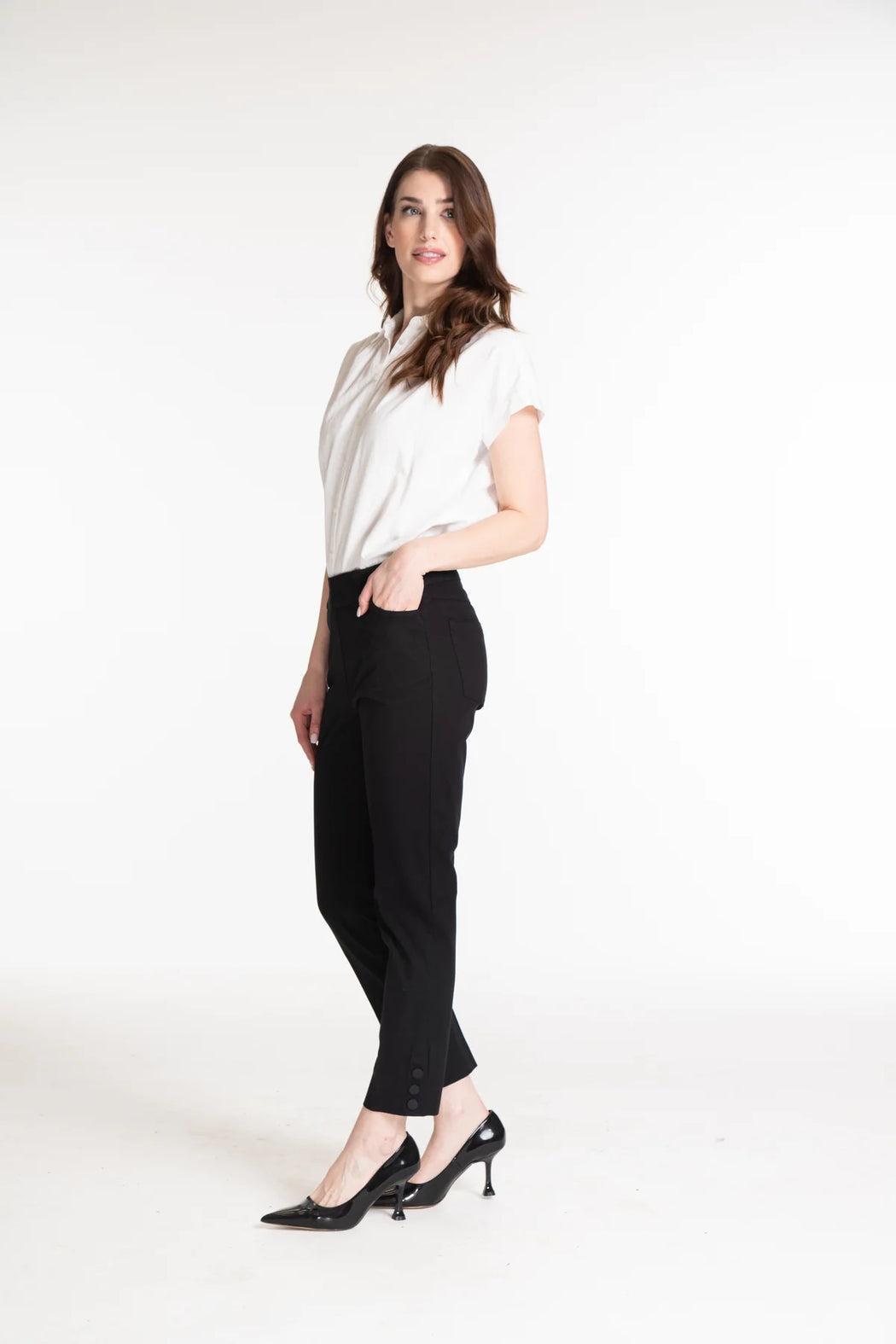 PULL-ON 3-BUTTON HEM VENT ANKLE PANT - NAVY ONLY Female Product Image